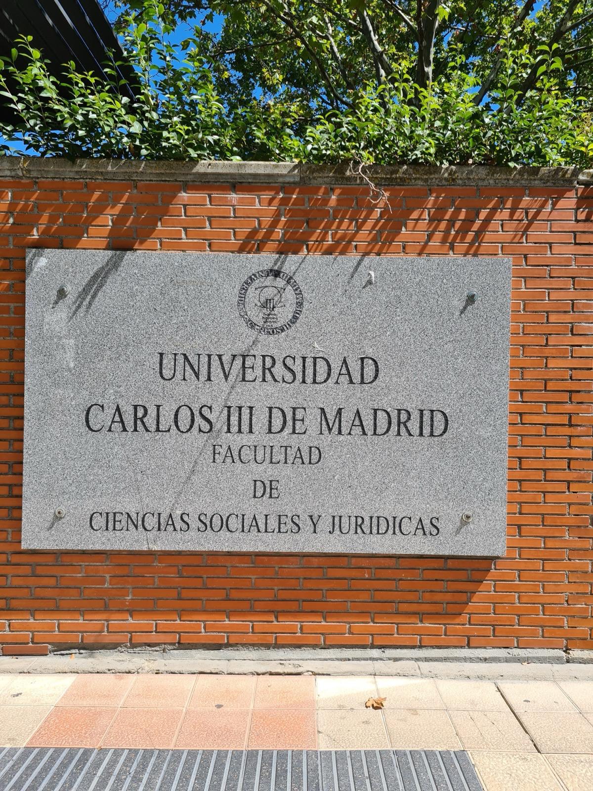 The Universidad Carlos III de Madrid campus sign