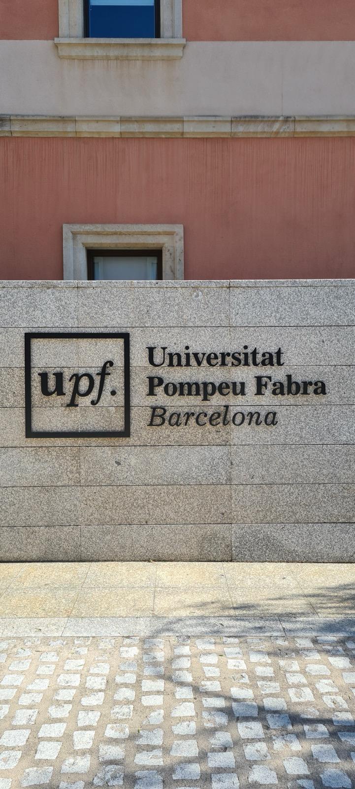 The Universitat Pompeu Fabra Barcelona campus sign