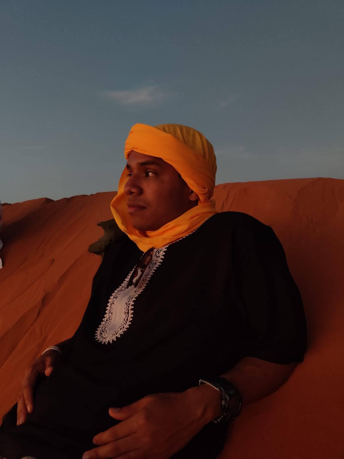Juan reflecting in the Sahara in November 2021